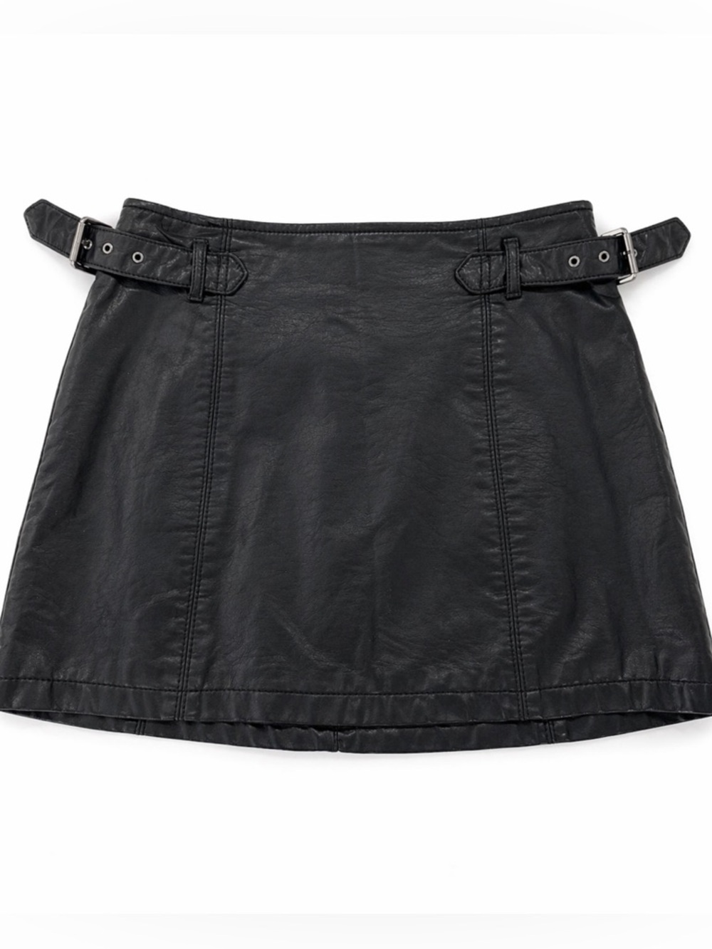 Free People Black Leather Mini Skirt Size 2 | Edgy Chic - Picture 2 of 5